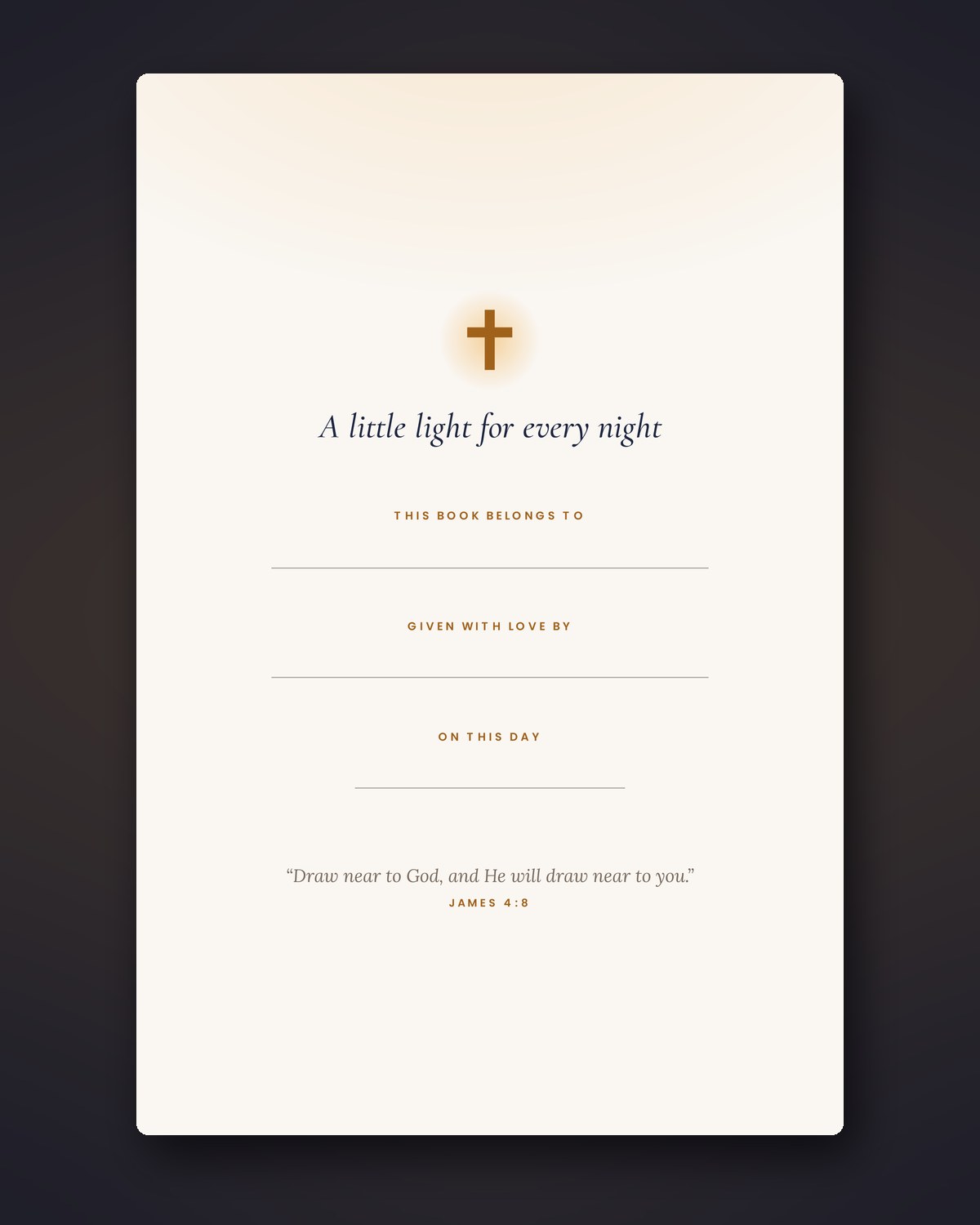 Gift page: this book belongs to, given with love by, on this day